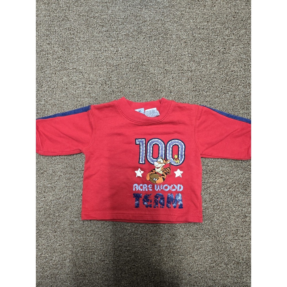 Vintage Disney Winnie the Pooh 100 Acre Wood Team Tigger Toddler Shirt ‎ 12M Red